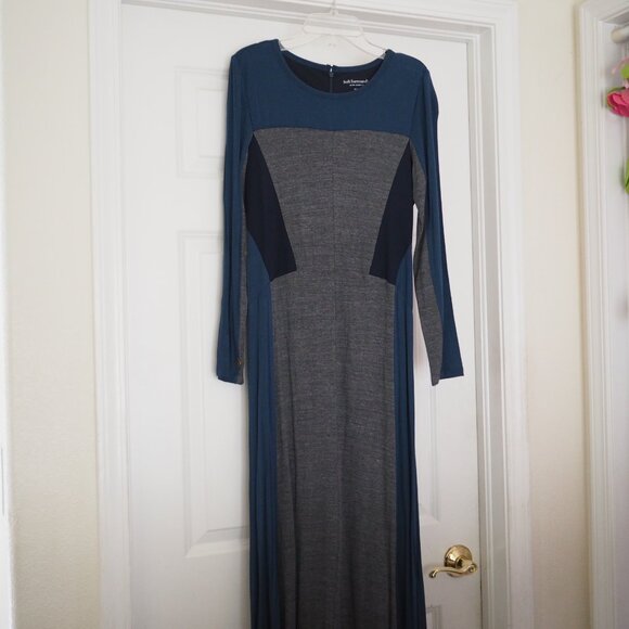 Soft Surroundings Maxi Blue and Gray Long Sleeve Dress Extra Small Petite - Picture 2 of 12